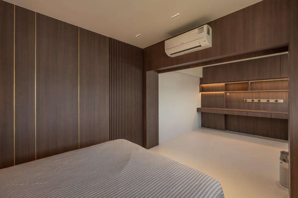 5 Room HDB Resale Renovation at Bukit Purmei Rd 7 5-room resale HDB master bedroom at Bukit Purmei Road with customised carpentry and warm wood finishes
